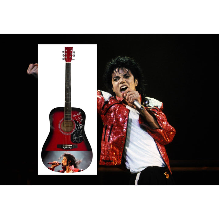 Michael Jackson signed with inscription One of a Kind full size acoustic guitar signed with proof.