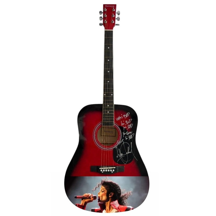 Michael Jackson signed with inscription One of a Kind full size acoustic guitar signed with proof.