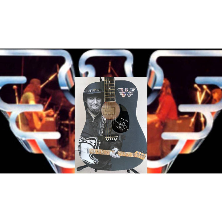 Waylon Jennings  one of a kind full size acoustic guitar signed with poof.