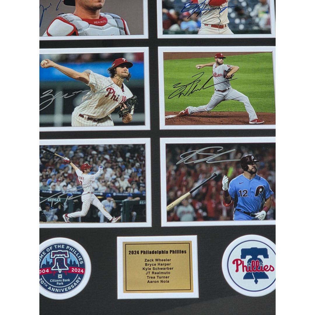 Philadelphia Phillies Zack Wheeler Bryce Harper Kyle Schwarber JT Realmuto Trea Turner framed & signed with proof.
