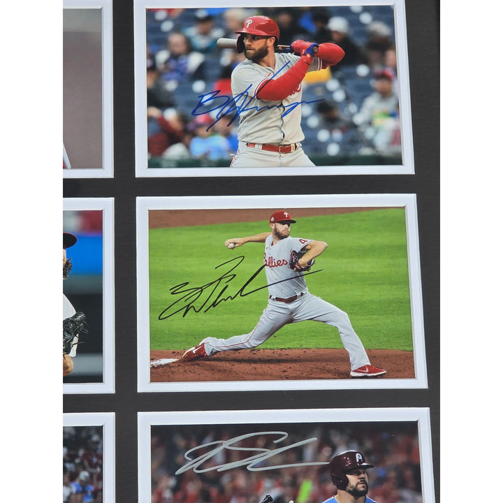 Philadelphia Phillies Zack Wheeler Bryce Harper Kyle Schwarber JT Realmuto Trea Turner framed & signed with proof.