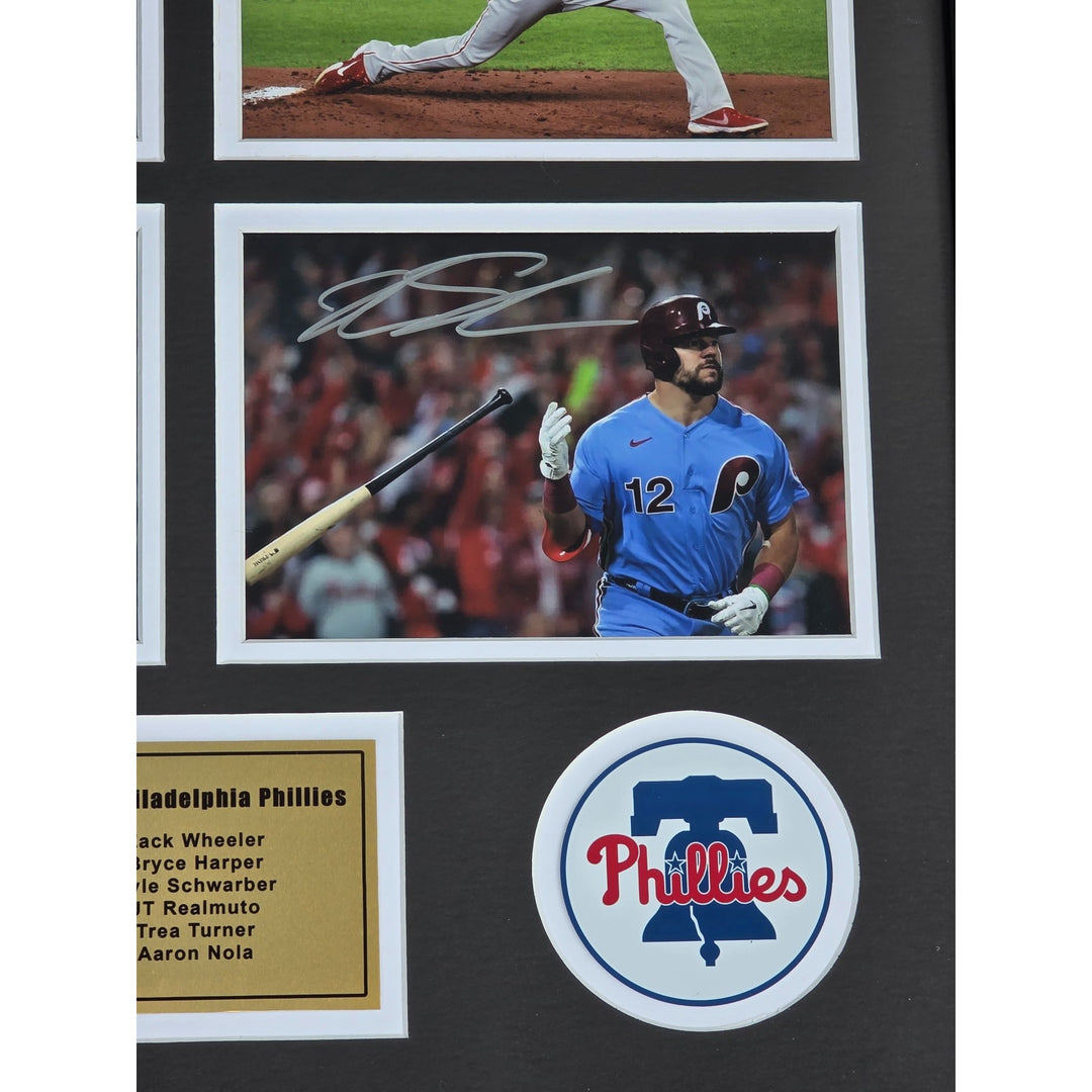 Philadelphia Phillies Zack Wheeler Bryce Harper Kyle Schwarber JT Realmuto Trea Turner framed & signed with proof.