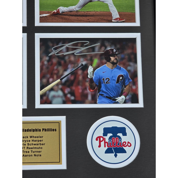 Philadelphia Phillies Zack Wheeler Bryce Harper Kyle Schwarber JT Realmuto Trea Turner framed & signed with proof.