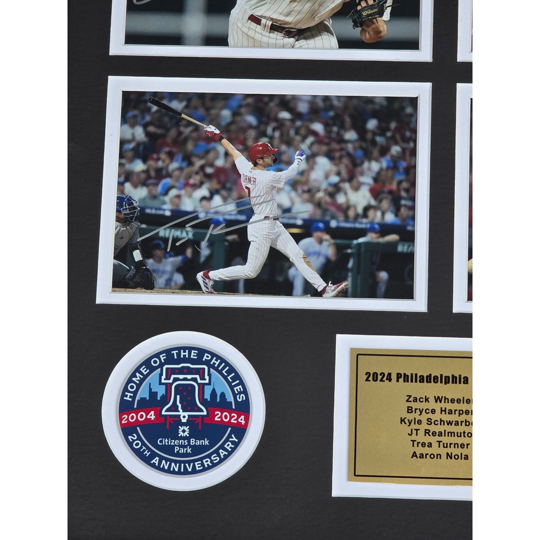 Philadelphia Phillies Zack Wheeler Bryce Harper Kyle Schwarber JT Realmuto Trea Turner framed & signed with proof.