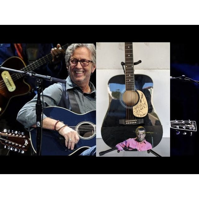 Eric Clapton full size acoustic guitar One of a kind with self sketch vintage signature with signing proof