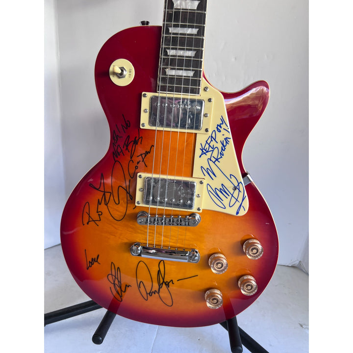 Led Zeppelin Jimmy Page Robert Plant John Paul Jones gold electric Les Paul signed with proof