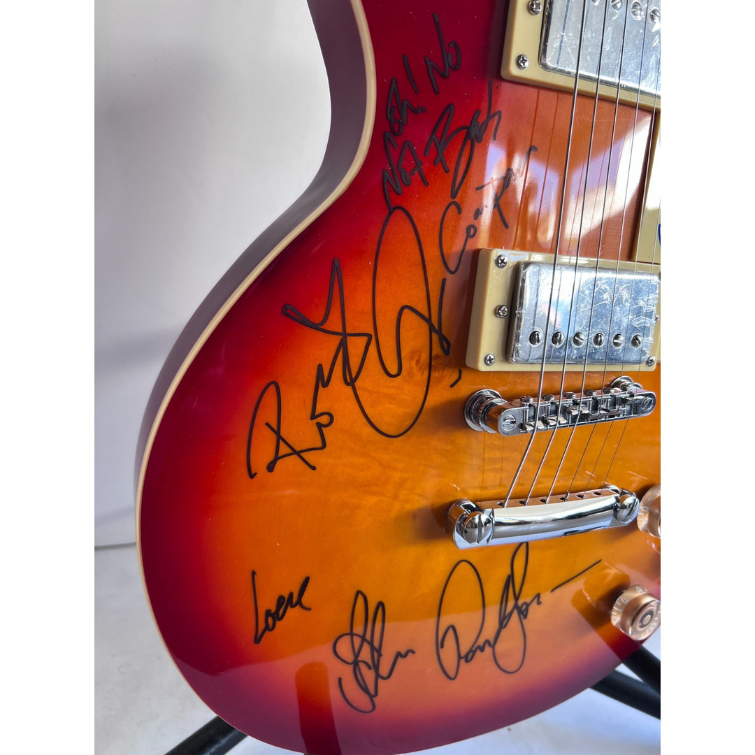 Led Zeppelin Jimmy Page Robert Plant John Paul Jones gold electric Les Paul signed with proof