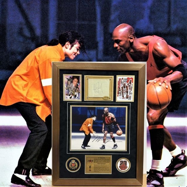 The King of The Court Michael Jordan and The King of Pop Michael Jackson 22x 30 framed with proof