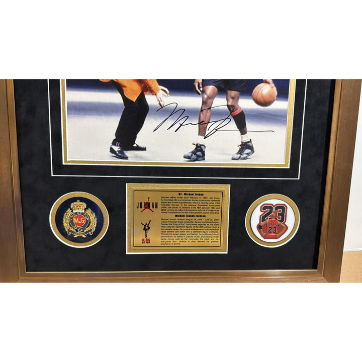 The King of The Court Michael Jordan and The King of Pop Michael Jackson 22x 30 framed with proof