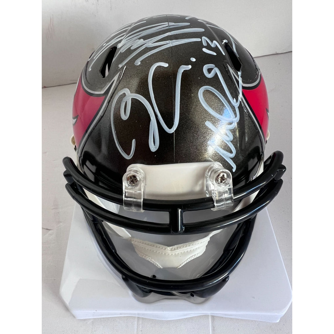 Tom Brady Rob Gronkowski Mike Evans Bruce Arians Tampa Bay Buccaneers Riddell mini helmet sign with proof