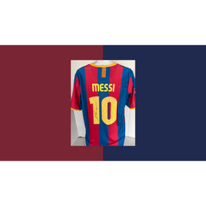 Lionel MESSI 10 BARCELONA 2010/11 UEFA CHAMPIONS LEAGUE HOME SOCCER JERSEY signed with proof