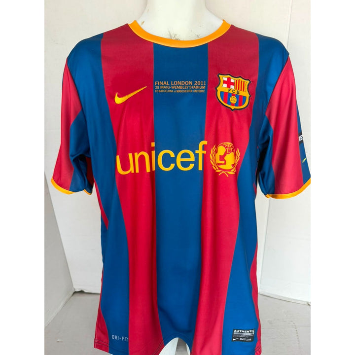 Lionel MESSI 10 BARCELONA 2010/11 UEFA CHAMPIONS LEAGUE HOME SOCCER JERSEY signed with proof.