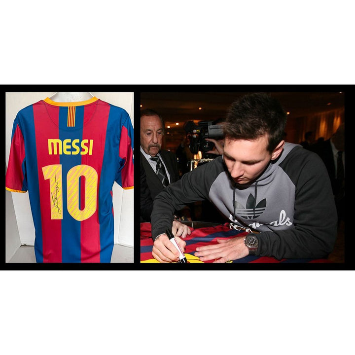 Lionel MESSI 10 BARCELONA 2010/11 UEFA CHAMPIONS LEAGUE HOME SOCCER JERSEY signed with proof.
