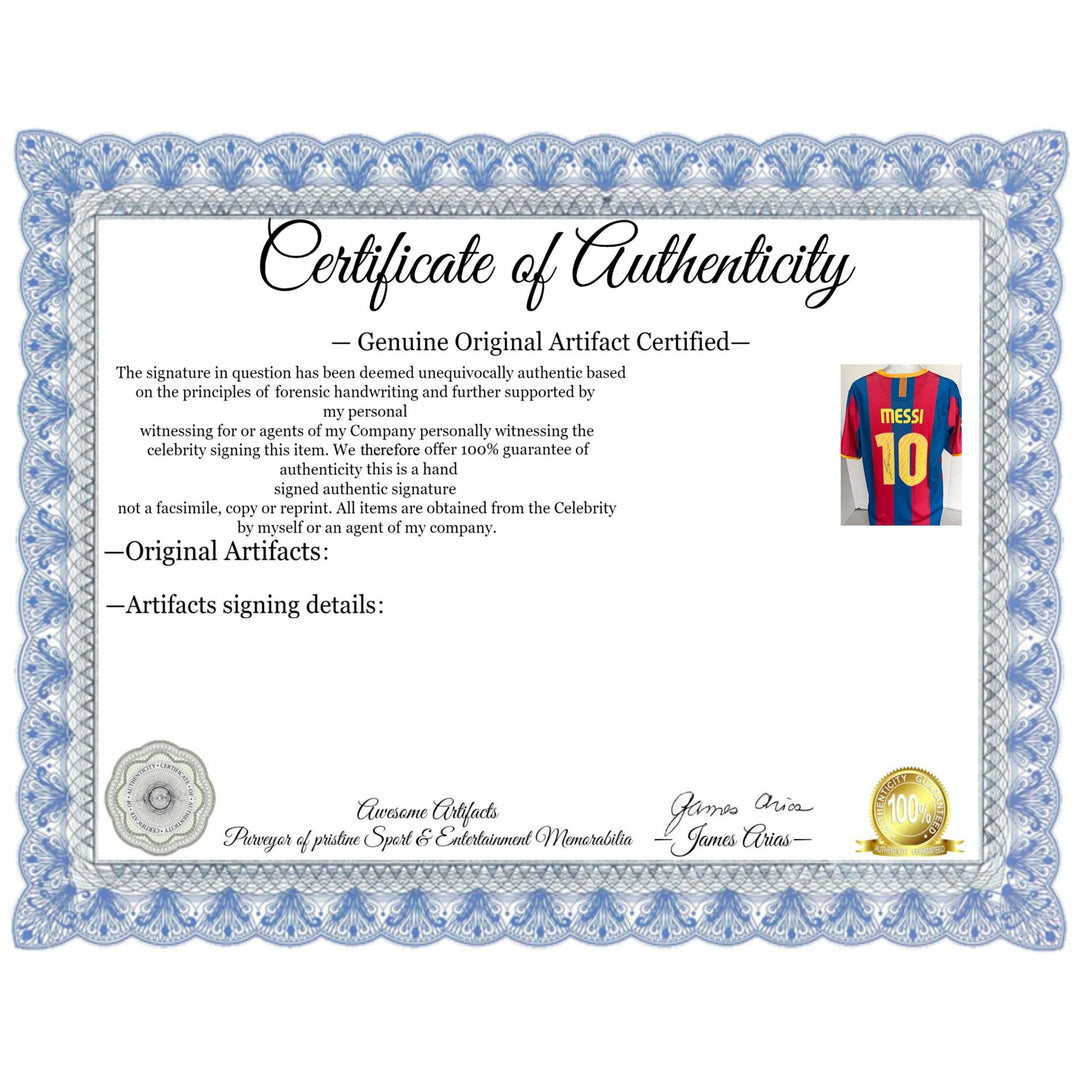 Lionel MESSI 10 BARCELONA 2010/11 UEFA CHAMPIONS LEAGUE HOME SOCCER JERSEY signed with proof.