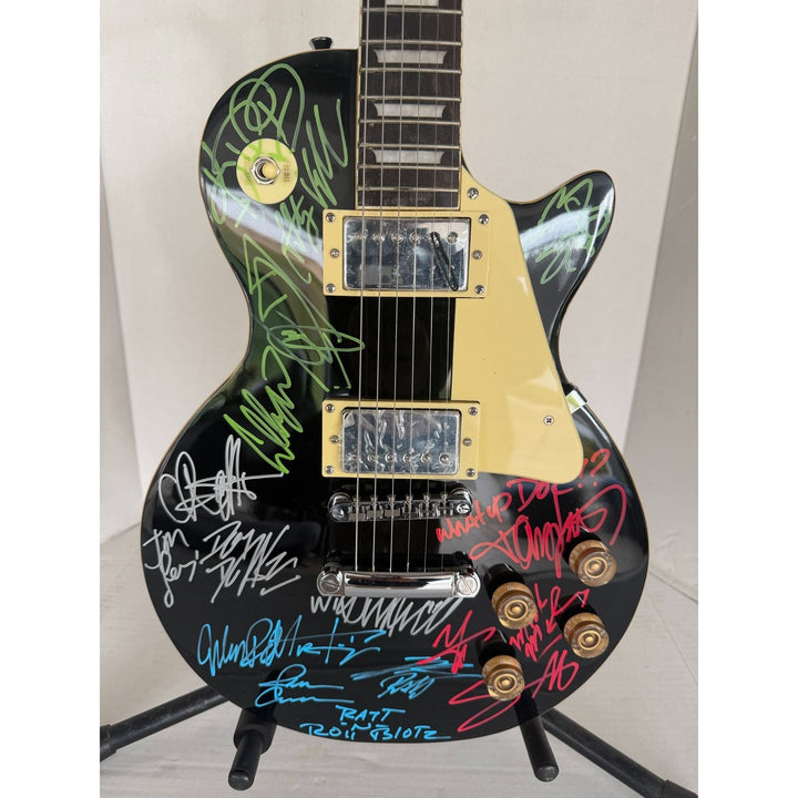 Dokken, Ratt, Motley Crue, Quiet Riot les paul electric guitar signed with proof.