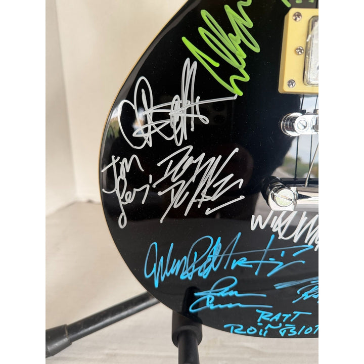 Dokken, Ratt, Motley Crue, Quiet Riot les paul electric guitar signed with proof.