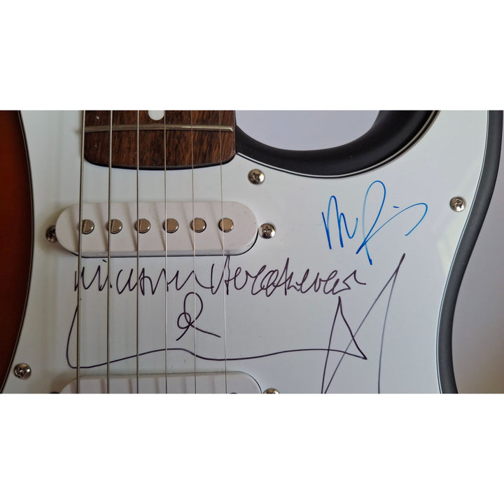 Michael Hutchence, Jon, Andrew, Tim Farriss, Garry Gary Beers, INXS Fender Stratocaster full size electric guitar signed with proof