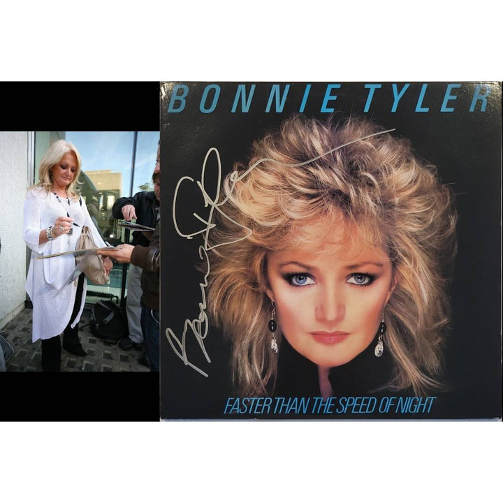 Bonnie Tyler original LP 'Faster Than the Speed of Night' signed with proof.