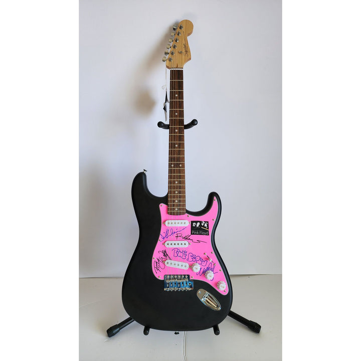 David Gilmour, Roger Waters Richard Wright Nick Mason, Pink Floyd, authentic Fender Stratocaster electric guitar signed with proof