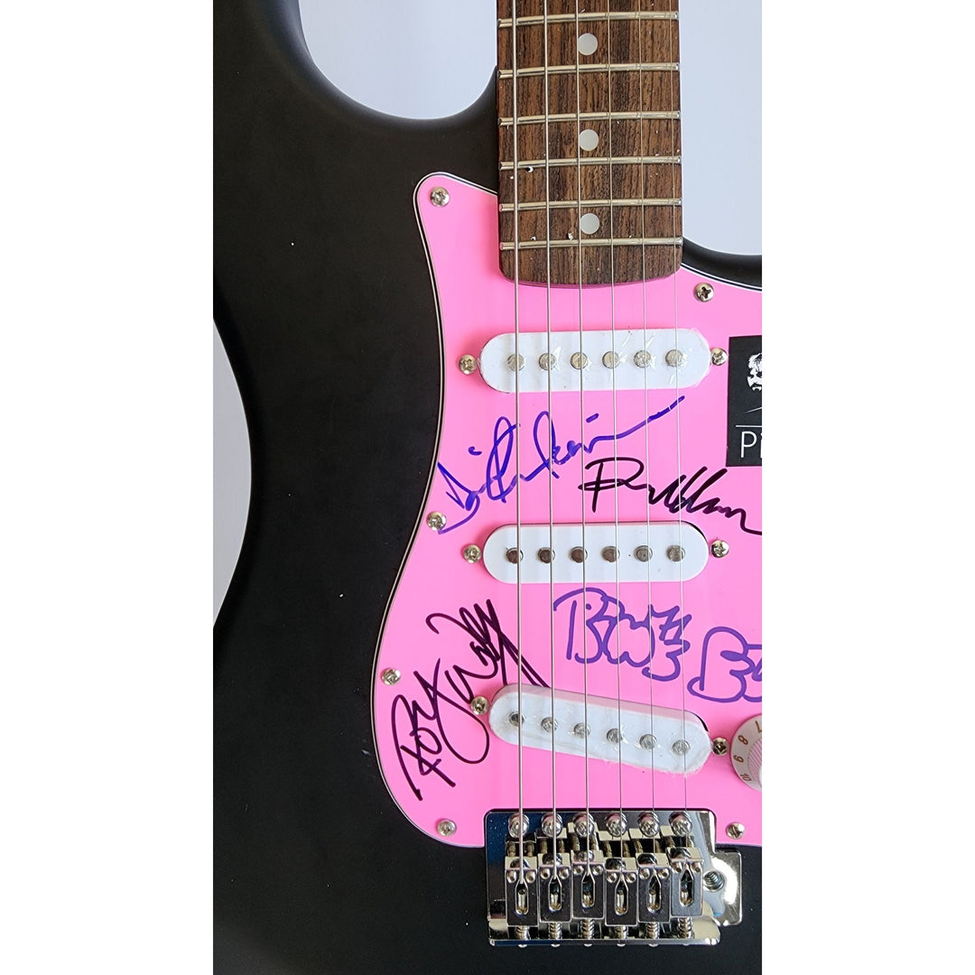 David Gilmour, Roger Waters Richard Wright Nick Mason, Pink Floyd, authentic Fender Stratocaster electric guitar signed with proof