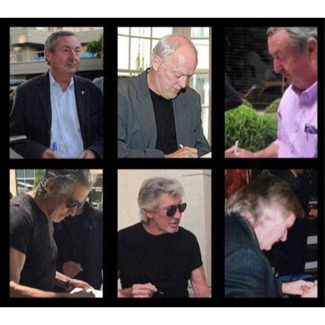 David Gilmour, Roger Waters Richard Wright Nick Mason, Pink Floyd, authentic Fender Stratocaster electric guitar signed with proof