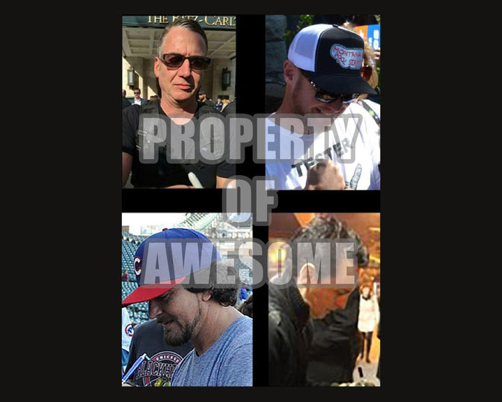 Pearl Jam Eddie Vedder, Mike McCready, Stone Gossard, Jeff Ament one-of-a-kind drumhead signed with proof awesome_artifact