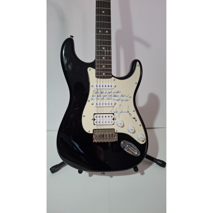 Michael Jackson incredible piece signed with lyrics to "BIlly Jean" on a Fender Stratocaster electric guitar signed with proof