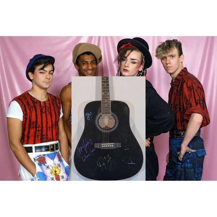 Boy George, George O'Dowd & Culture Club full band full size acoustic guitar signed with proof