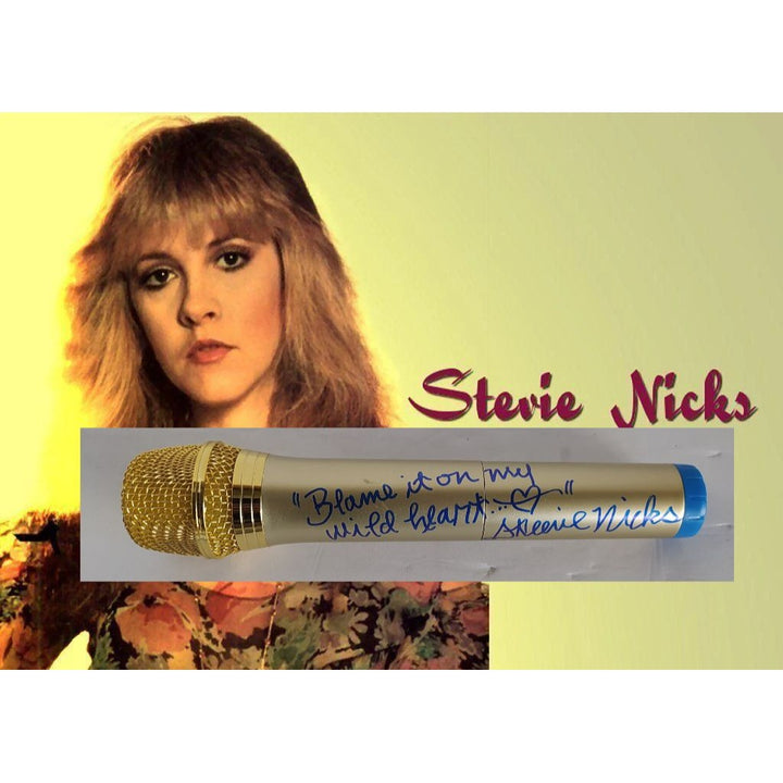 Stevie Nicks signed with inscription blame it on my Wild Heart full size microphone signed with proof