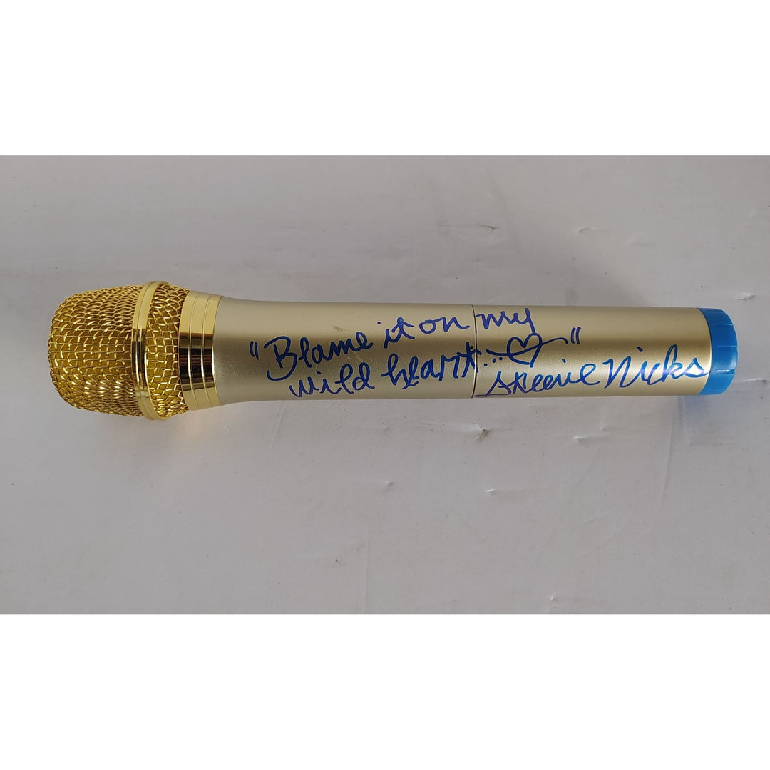 Stevie Nicks signed with inscription blame it on my Wild Heart full size microphone signed with proof