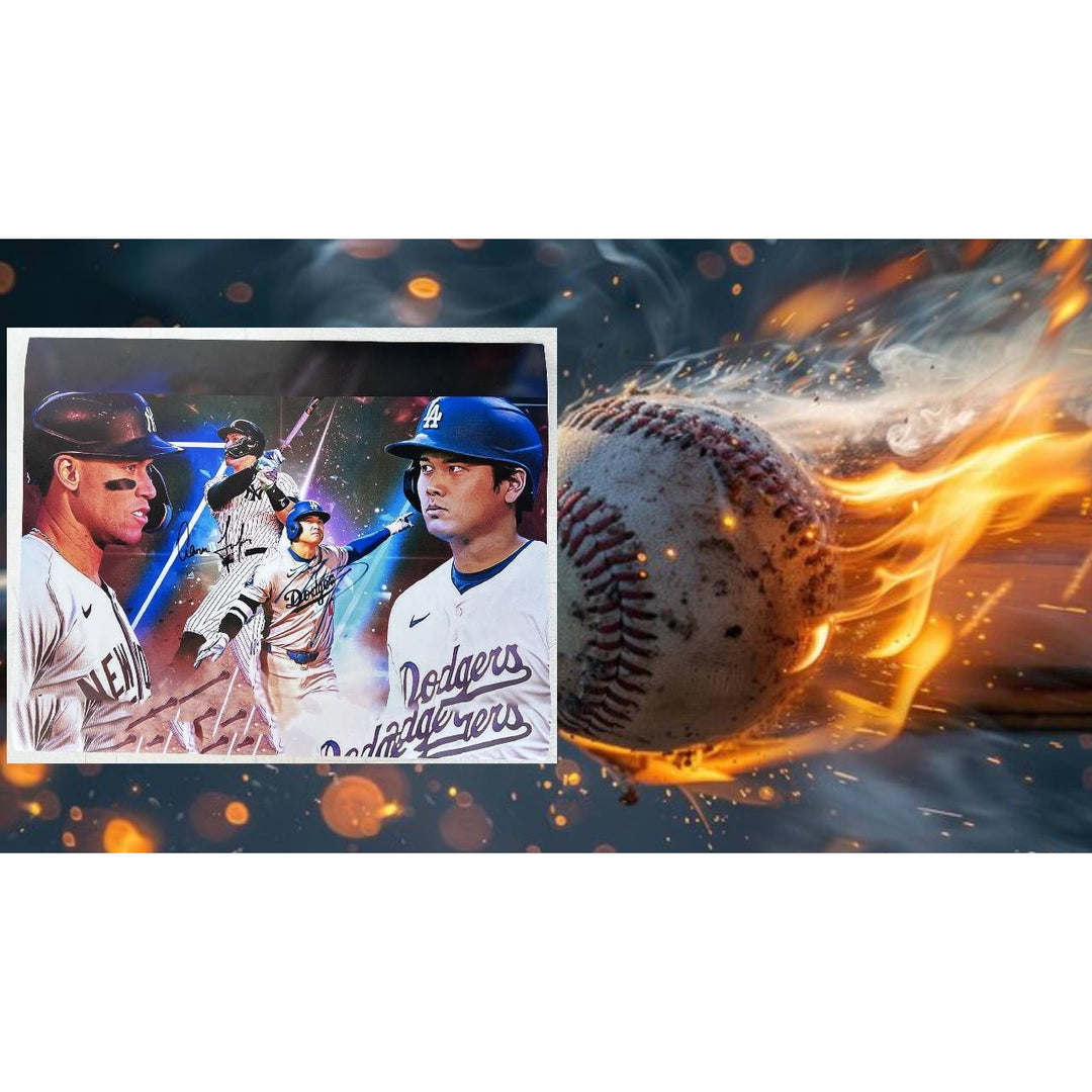 Aaron Judge New York Yankees and Shohei Ohtani Los Angeles Dodgers 16x20 photo signed with proof.