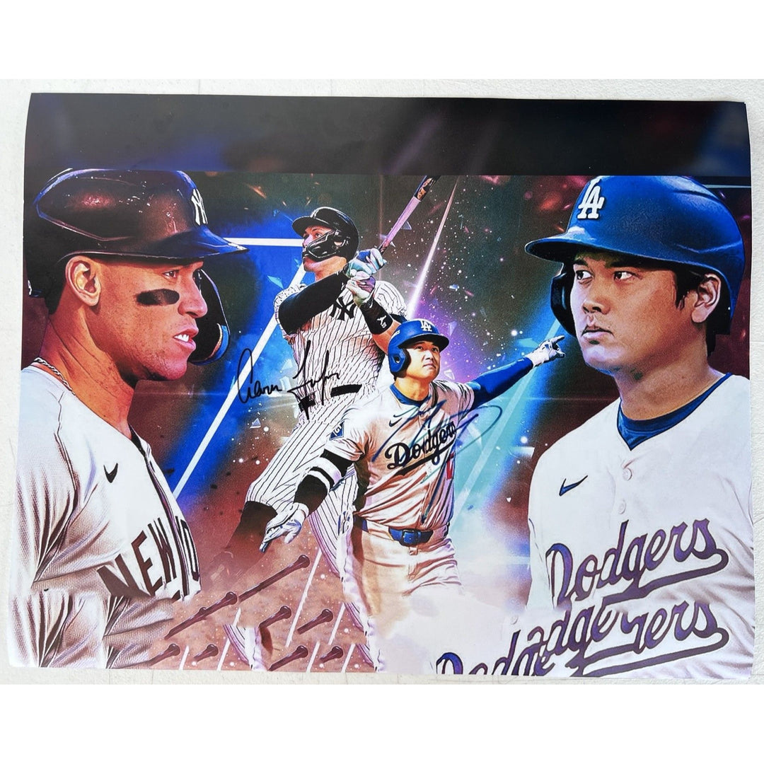 Aaron Judge New York Yankees and Shohei Ohtani Los Angeles Dodgers 16x20 photo signed with proof.