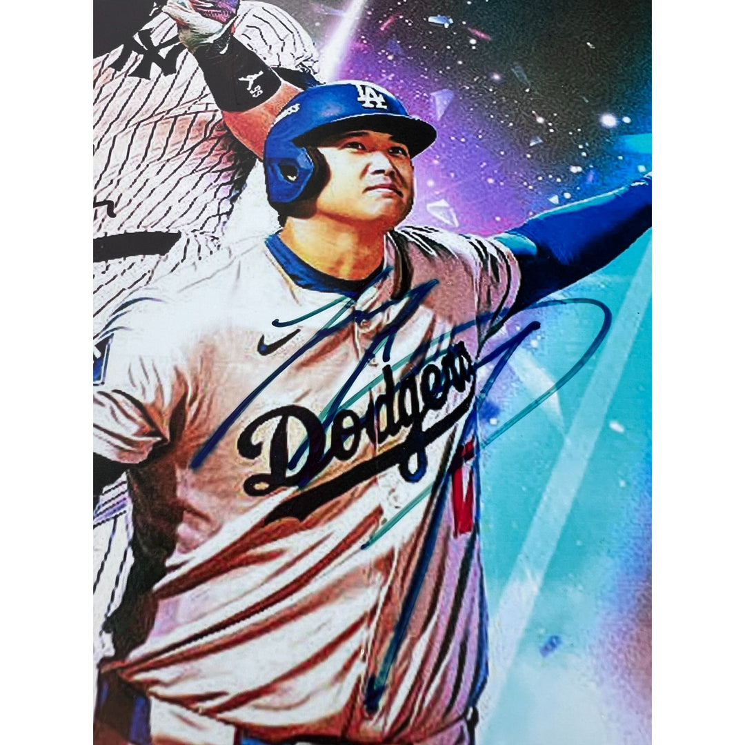 Aaron Judge New York Yankees and Shohei Ohtani Los Angeles Dodgers 16x20 photo signed with proof.