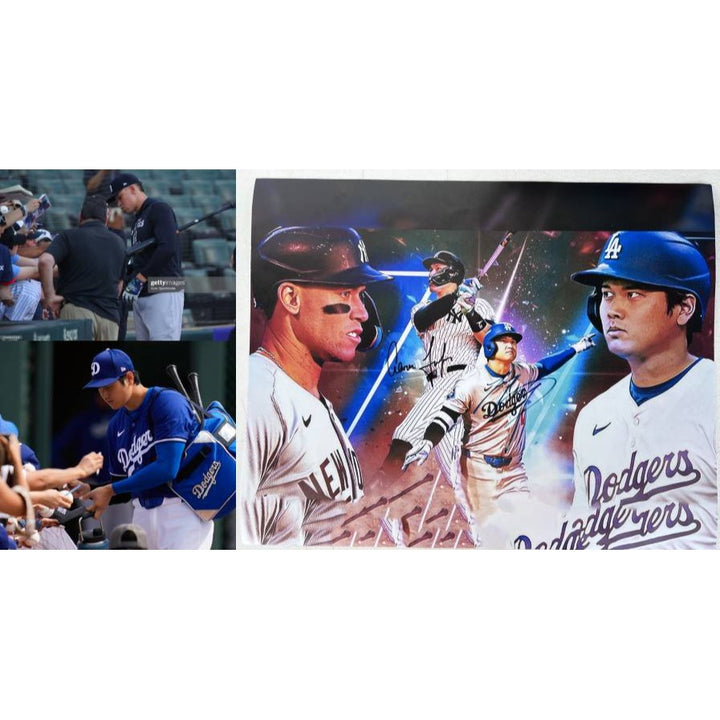 Aaron Judge New York Yankees and Shohei Ohtani Los Angeles Dodgers 16x20 photo signed with proof.