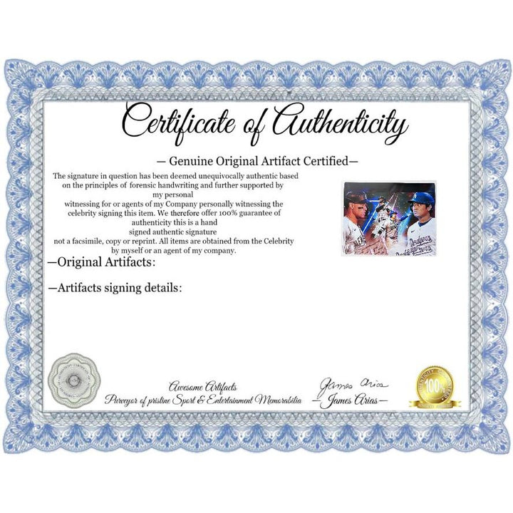 Aaron Judge New York Yankees and Shohei Ohtani Los Angeles Dodgers 16x20 photo signed with proof.