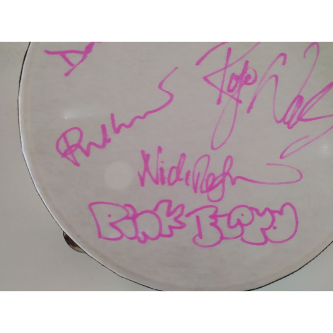 Pink Floyd David Gilmour Roger Waters Nick Mason Rick Wright 14-in tambourine signed with proof