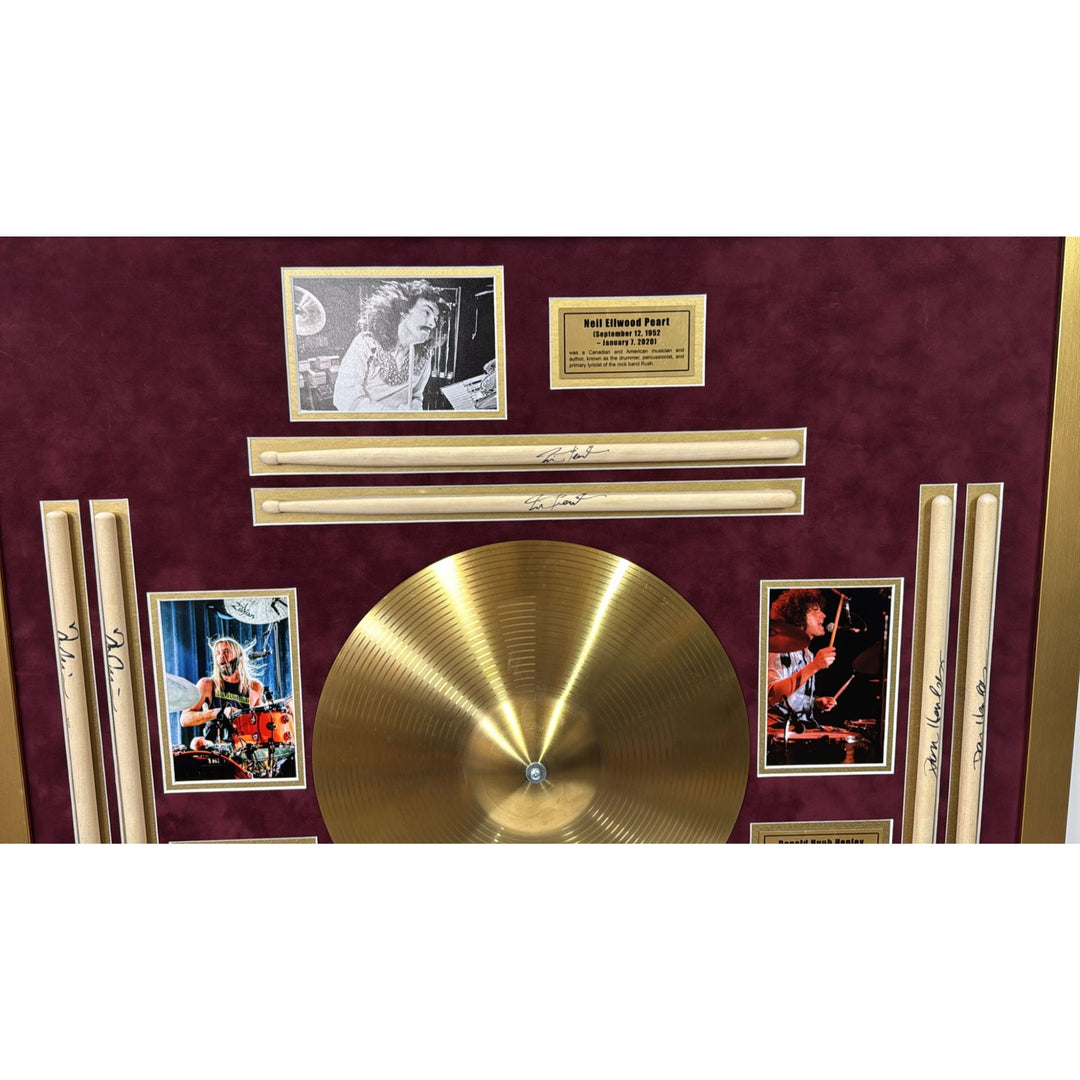 Ringo Starr The Beatles Neil Peart Rush Taylor Hawkins Foo Fighters Don Henley Eagles drumsticks signed with proof & museum quality frame