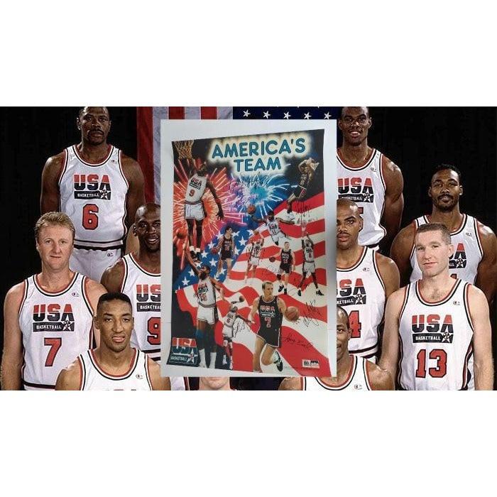 USA Dream Team 1992 poster signed with proof 13 signed Michael Jodan Larry Bird Chuck Daly Magic Johnson