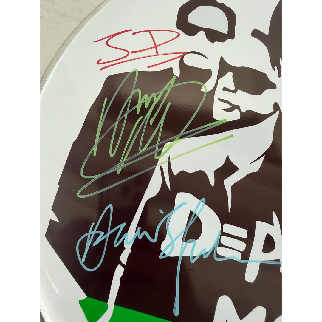 Depeche Mode David Gahan, Andrew Fletcher, Martin Gore, Alan Wilder one-of-a-kind drumhead signed with proof.