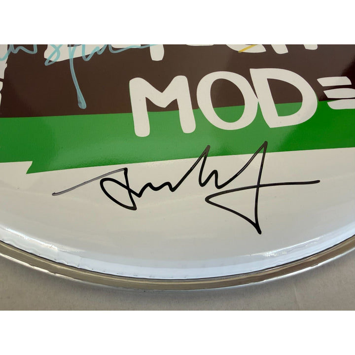 Depeche Mode David Gahan, Andrew Fletcher, Martin Gore, Alan Wilder one-of-a-kind drumhead signed with proof.