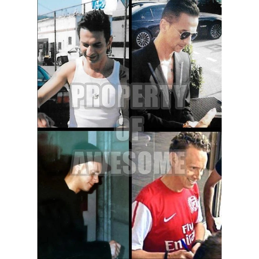 Depeche Mode David Gahan, Andrew Fletcher, Martin Gore, Alan Wilder one-of-a-kind drumhead signed with proof.