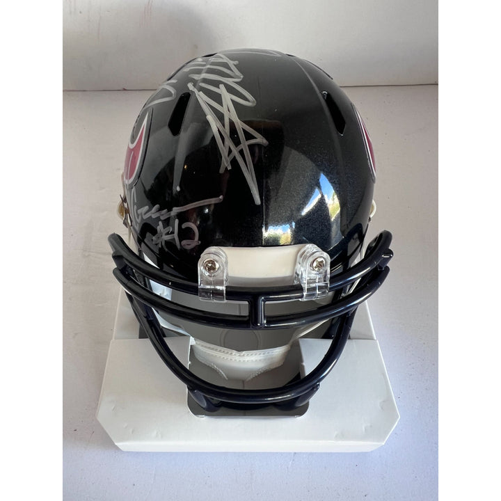 Houston Texans C.J. Stroud , Stephon Diggs, Joe Mixon Nico Collins Riddell football mini helmet signed