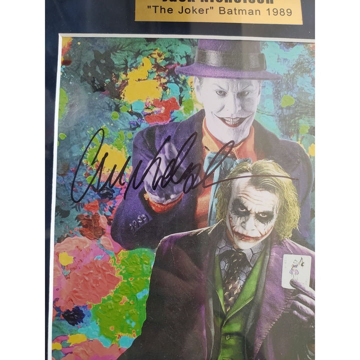 Jack Nicholson The Joker 8x10 photo signed with Heath Ledger cut signature signed and framed 15x24'' with proof. - Awesome Artifacts