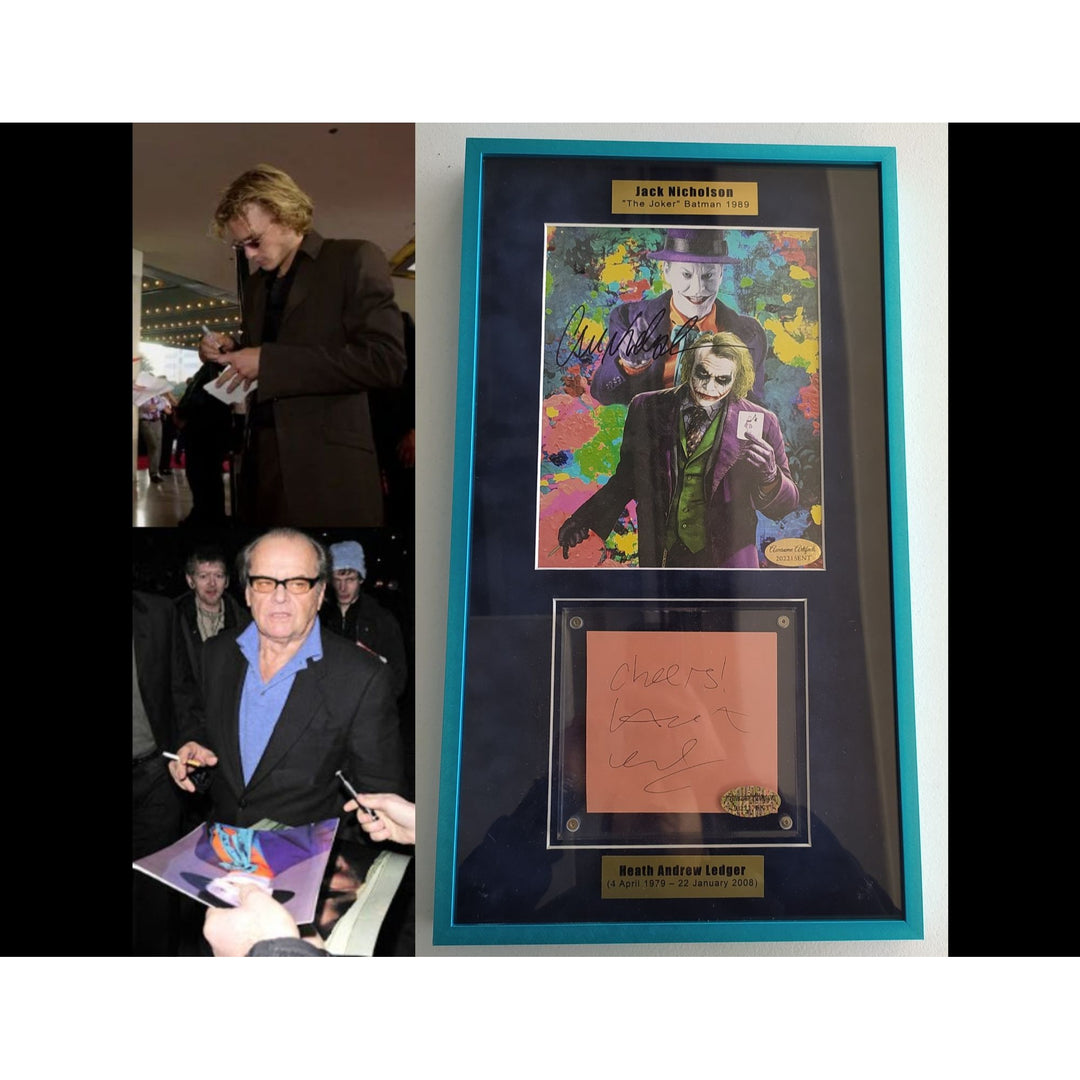 Jack Nicholson The Joker 8x10 photo signed with Heath Ledger cut signature signed and framed 15x24'' with proof. - Awesome Artifacts