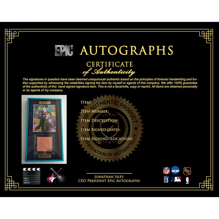 Jack Nicholson The Joker 8x10 photo signed with Heath Ledger cut signature signed and framed 15x24'' with proof. - Awesome Artifacts