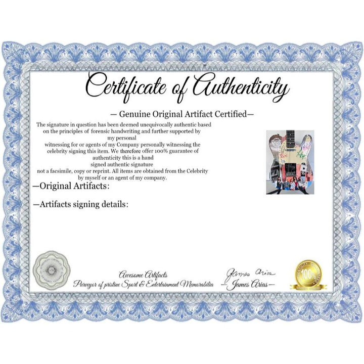 Fleetwood Mac  signed by Mick Fleetwood  Christine McVie, John McVie, Stevie Nicks and Lindsey Buckingham telecaster electric guitar signed.