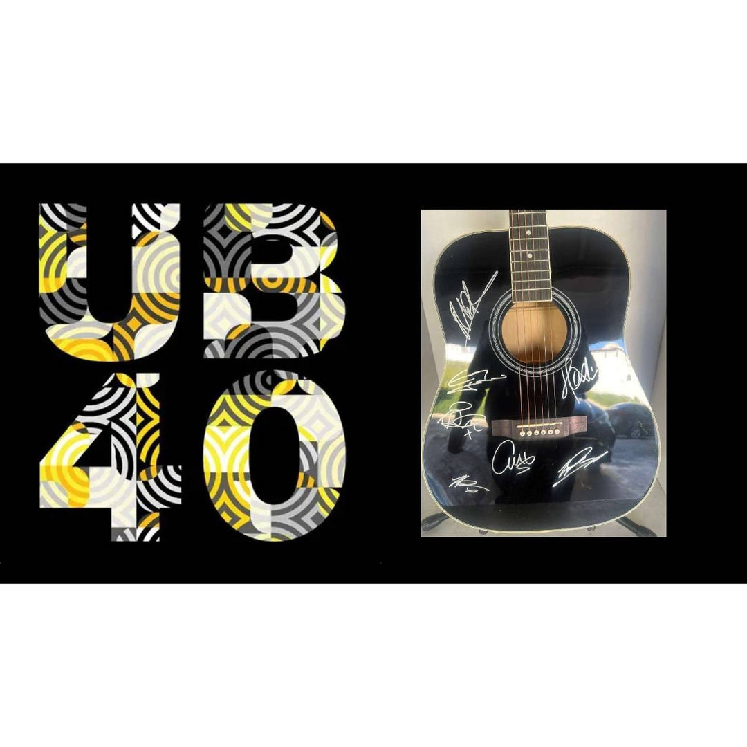 UB40 Band full size acoustic guitar signed with proof