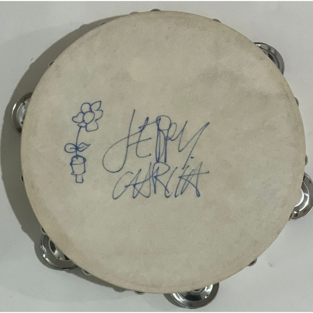 Jerry Garcia Grateful Dead Co-Founder with sketch   Tambourine 10" signed with proof.