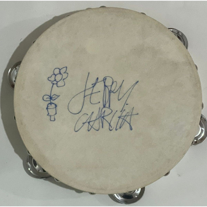 Jerry Garcia Grateful Dead Co-Founder with sketch   Tambourine 10" signed with proof.