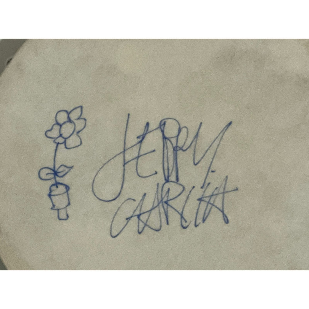 Jerry Garcia Grateful Dead Co-Founder with sketch   Tambourine 10" signed with proof.